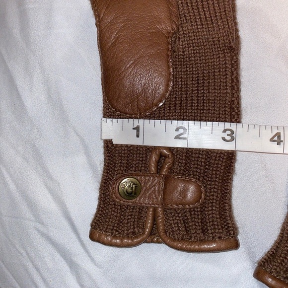 Christian Dior Vintage Brown Wool Nylon Leather Driving Gloves OS - Picture 14 of 16